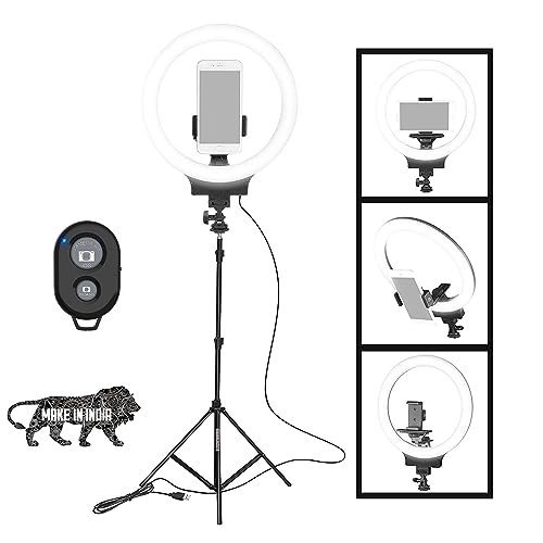 Osaka® 10″ Professional Led Ring Light With Tripod Stand For Mobile Phones & Camera, 3 Color Temperature Mode Dimmable Lighting For Photo Shoot Youtube Video Shooting With Bluetooth For Andoid/Ios