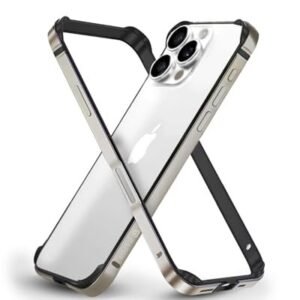 RAEGR iPhone 16 Pro Max Case |Anodized Aluminum Bumper |Supports Mag-Safe Wireless Charging |Edge Armor Protective Minimal Case Designed for iPhone 16 Pro Max (2024) – Natural Titanium RG10585