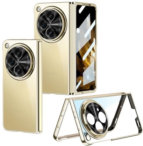 Transparent Electroplated Case/Cover with Back Screen Protector for Oneplus Open 5g /Oneplus Open 5g Case Cover - (Clear Gold | Polycarbonate)