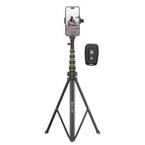 Tygot X-1 Pro 78-Inches Aluminium Tripod With Bluetooth Remote, Mobile Holder, Phone Stand For Ring Light, Gopro & Camera, Light Stand For Video Recording, Shooting, Streaming, Reels, Youtube
