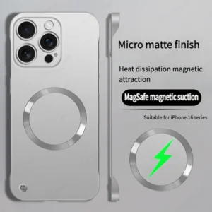Ultra Thin PC Frameless Magnetic Case For iPhone 16 14 12 13 15 17 Pro Max 15 16 Plus 17 Air For Magsafe Metal Matte Phone Cover