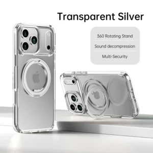 Metal Ring Stand Matte Magnetic Case for Magsafe iPhone 17Air 15 14 13 16 Pro Max Plus 15Pro with Lens Protector MagSafe Cover
