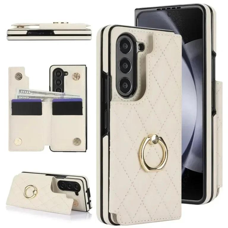 | Wholesale Price at Gaffar India Leather Ring Wallet with Card Holder Phone Case for Samsung Galaxy Z Fold 7 6 5 4 Fold6 Fold5 Fold4 Fold3 Stand Protective Cover