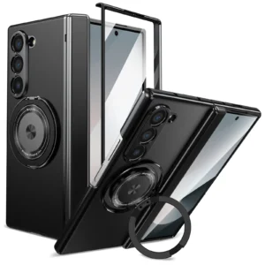 For Samsung Galaxy Z Fold 7 6 5 4 3 5G Magsafe Magnetic Hinge Phone Case 360°Full Screen Protective Ring Holder Shockproof Cover