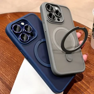 Luxury Magsafe Wireless Charging Case For iPhone 1116 12 13 14 15 Pro Max Plus Magnetic Ring Bracket Camera Protection Cover