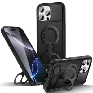 Case For IPhone 17 15 14 13 16 Pro Max Plus 16e 17 Air Metal Ring Stand Magnetic Magsafe Wireless Charge Armor Shockproof Cover