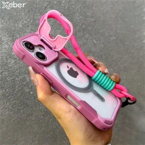 Wrist Strap Lanyard Camera Holder Stand For Magsafe Magnetic Case For iPhone 16 11 12 13 14 15 Pro Max Plus Hybrid Bumper Cover