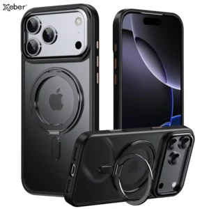 Metal Ring Stand Matte Magnetic Case For Magsafe For iPhone 17 Air 16 15 14 13 Pro Max Plus Wireless Charging Shockproof Cover