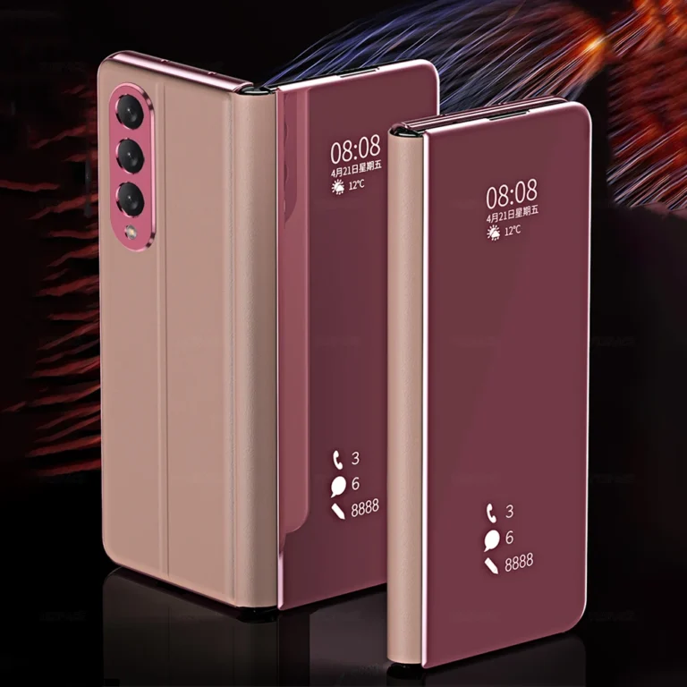 | Wholesale Price at Gaffar India 6 Colors Mirror Clear View Stand Flip Case For Samsung Galaxy Z Fold 2 3 4 5 6 7 Full Cover Folding Plathing Phone Cover