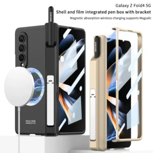 For Samsung Galaxy Z Fold 6 7 4 Case Magsafe Wireless Charging Magnetic Hinge Pen Holder Stand With Film Cover For Z Fold5 Fold3