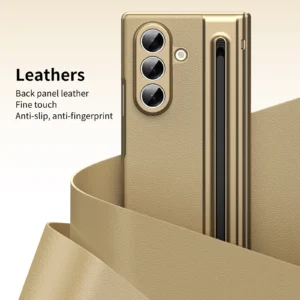 For Samsung Galaxy Z Fold 7 6 5 4 3 360° Folding Flap Leather Pen Groove Tempered Glass Film Drop Resistant Phone Case