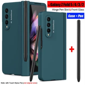 with Touch Pen For Samsung Galaxy Z Fold 7 6 SE 5 5G Case Hinge Pen Slot Front Screen Glass Protect Capa Z Fold 2 3 4 Cover