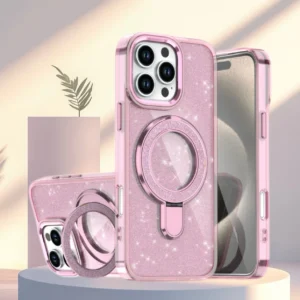 Luxury Metal Shockproof Magnetic Bracket Case For iPhone 17 16 15 14 13 12 Pro Max Plus 17Air 16E 11 XR Anti-slip Bumper Cover