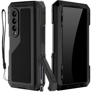 Tough Case For Samsung Z Fold 7 6 5 4 S25 Ultra S24 Plus Metal Heavy Duty Aluminum Shockproof Cover Built-in Stand Screen Film