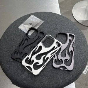 Flame Pattern Phone Case For iPhone 16 15 13 12 11 14 ProMax 15 Plus Fashion Cool Hollow Slim Shockproof Protective Soft Cover
