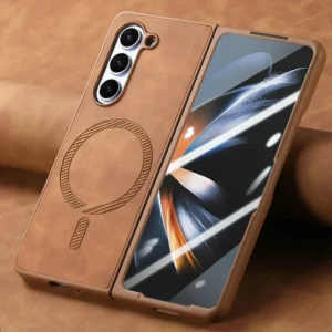 Luxury Busines Sle Leather Magnetic Magsafe Phone Case for Samsung Galaxy Z Fold 7 6 5 4 Coque Shockproof Protection Back Cover