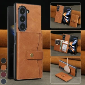 MagSafe Wireless Charging Wallet Card Phone Case For Samsung Galaxy Z Fold 7 6 5 4 3 Fold7 Fold6 Fold5 Flip Purse Holder Cover