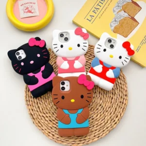 NEW Hello Kitty Cartoon 3D Bow Phone Case For iPhone 16 15 14 13 Pro Max 7 8 Plus MINI XR XS MAX Y2K Anti Fall Silicone Case