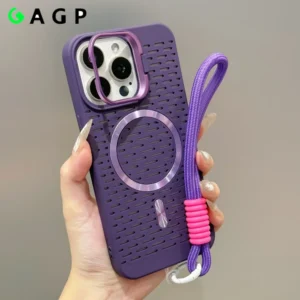 Wrist Strap 17 Pro Max Case for Magsafe Matte Magnetic Slim 17promax Case For iPhone 17 16 15 12 13 14 Pro Max Lanyard Cover