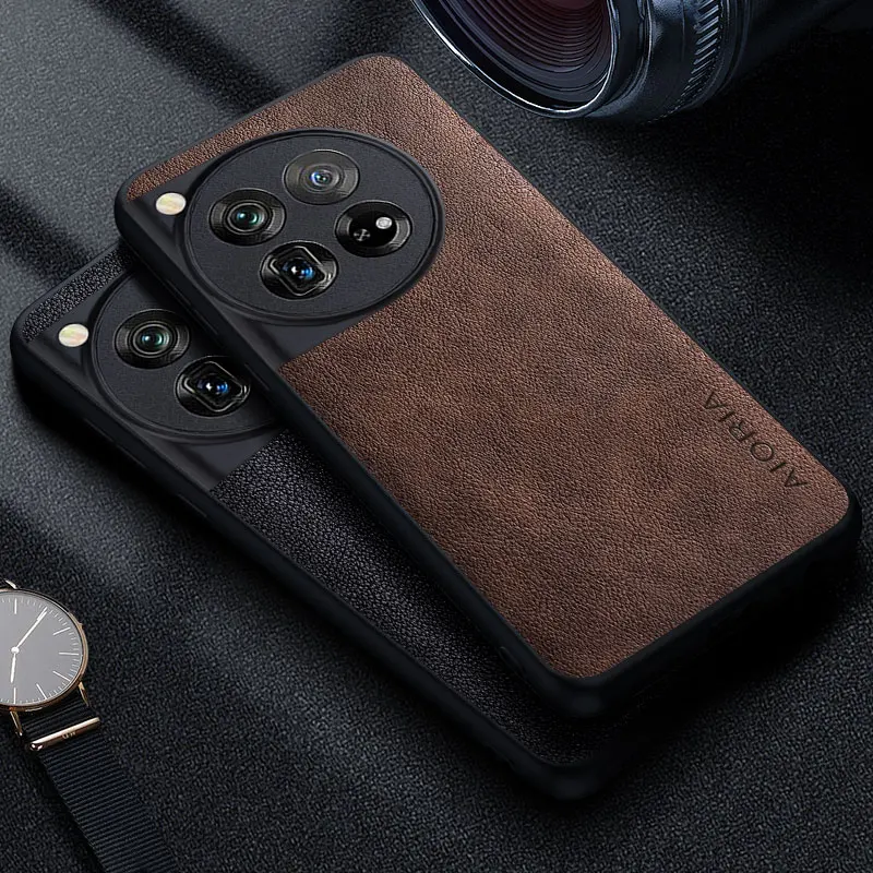Premium Luxury leather Phone Case for Oneplus 12 11 10 9 8 7 7T Pro 6 6T 11R 10T 9R 9RT Retro Business Style Solid color cover