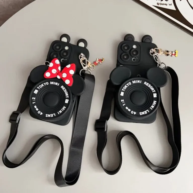| Wholesale Price at Gaffar India For iPhone 17pro max16 15 14 13 12 11 XR Xs 8 7 6 Pro Max mini Plus17Air Minnie Mickey with Pendant Wallet Lanyard Phone Case