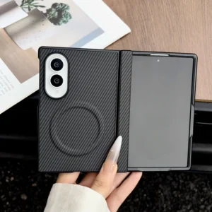 Case For Samsung Galaxy Z Fold 8 Z Fold8 Ultra Luxury Carbon Fiber Pattern PU Leather Folding Wireless Charging Cover 1