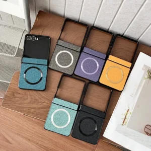 Luxury Flip Leather Case for Magsafe Wireless Charging Case for Samsung Galaxy Z Flip 8 7 6 5 4 Hinge Protect Anti-drop Cover 1