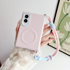 Magnetic Color Block Hand Strap Phone Case for Samsung Galaxy Z Fold8 Fold 8 Wide for Magsafe Shockproof Hinge Protection‌ Cover 1