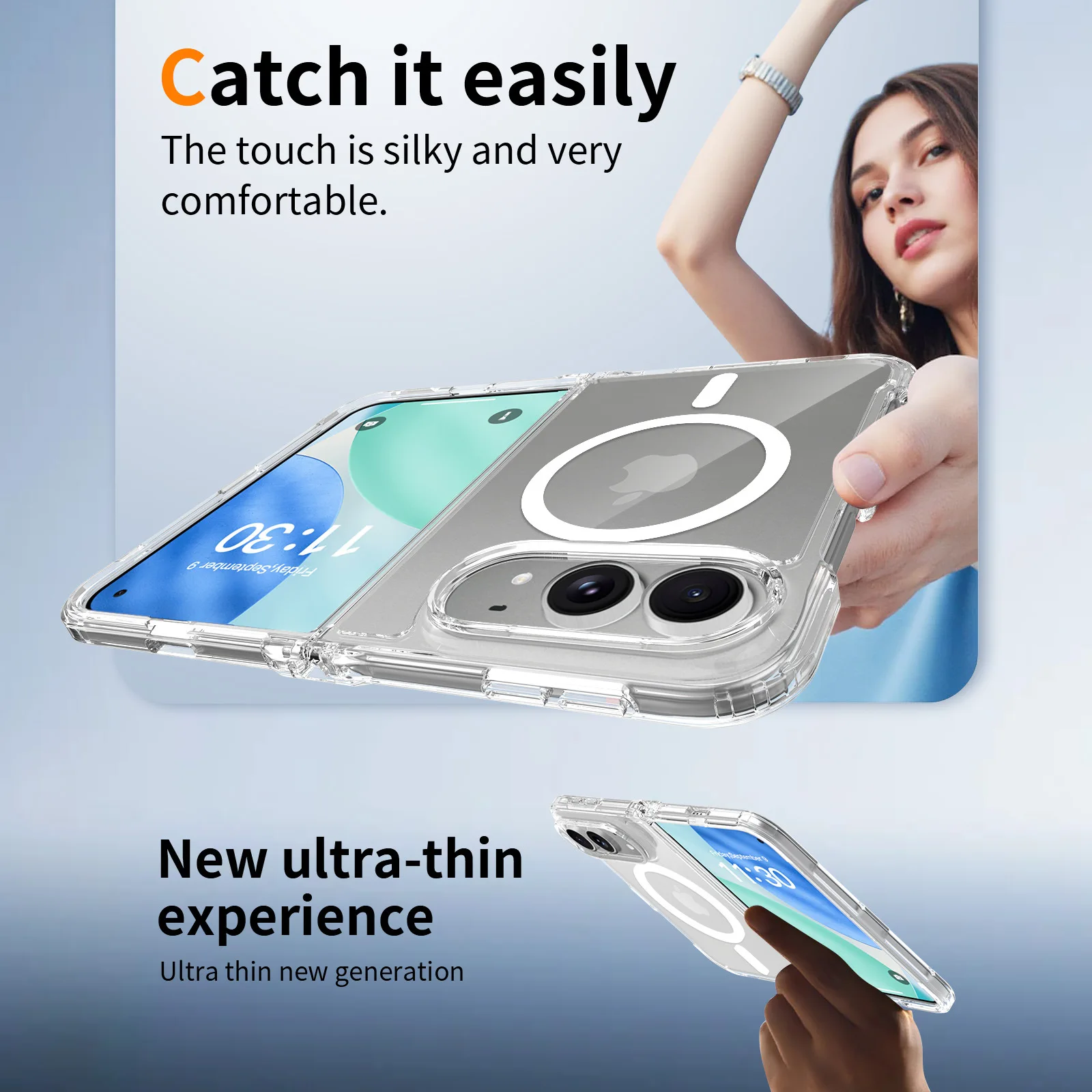 Original For Magsafe Magnetic Wireless Charging Phone Case For iPhone Duo 18 Fold Clear Protective Cover For iPhone 18 Duo 6