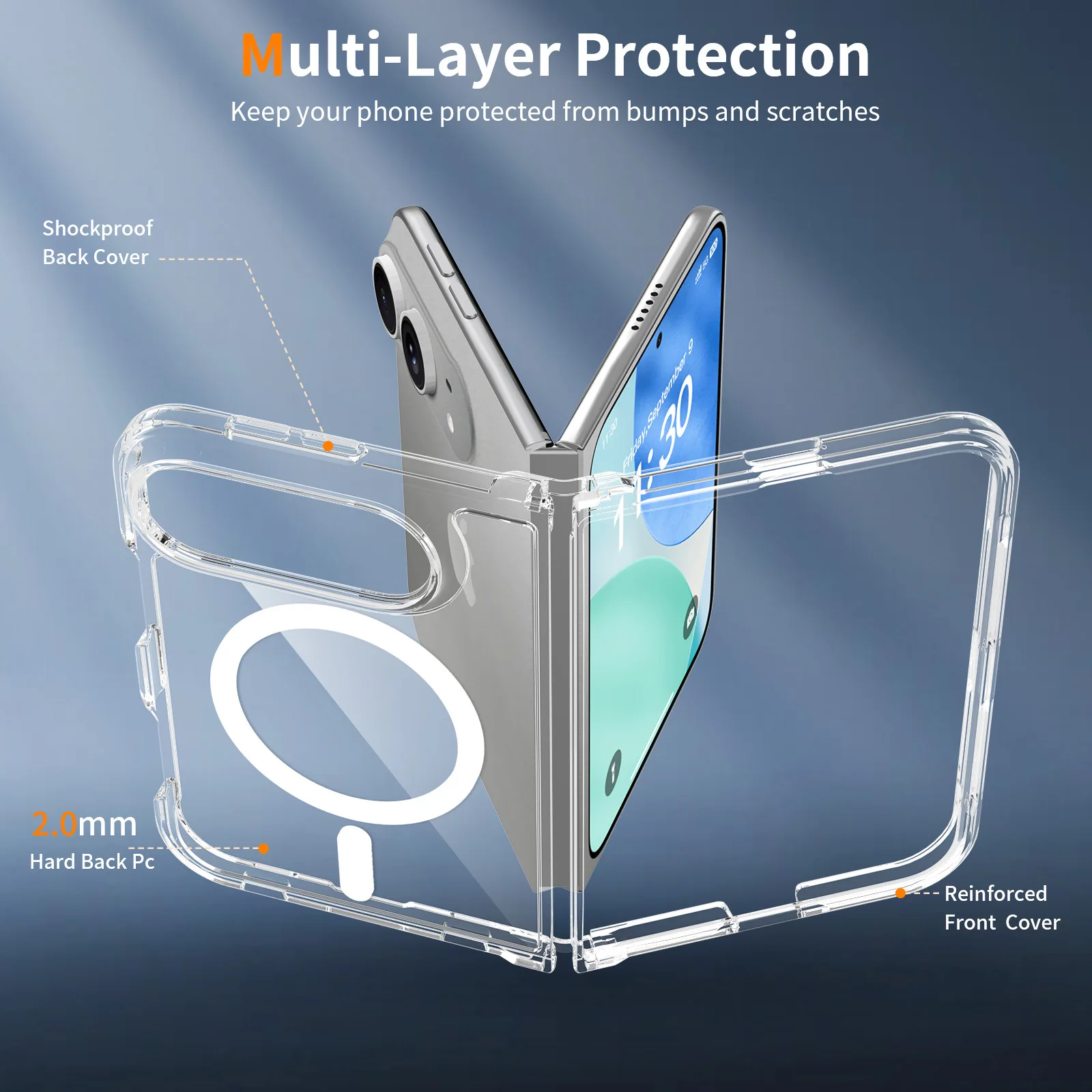 Original For Magsafe Magnetic Wireless Charging Phone Case For iPhone Duo 18 Fold Clear Protective Cover For iPhone 18 Duo 3