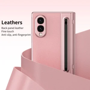 Luxury Leather Phone Case For Samsung Galaxy Z Fold 8 Ultra 7 6 5 4 3 Hinge Protection Free Stylus Screen Film Protector Cover 1