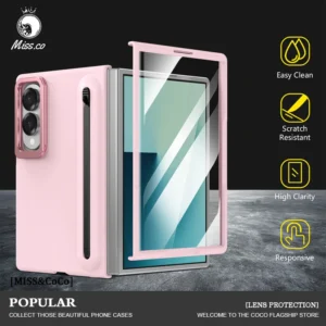 Hinge Protection Phone Case For Samsung Galaxy Z Fold 8 Wide 8Ultra 7 6 5 4 3 With Stylus Pen Tempered Flim Lens Kickstand Cover 1