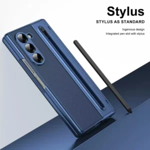S Pen With Touch Pen Phone Case For Samsung Galaxy Z Fold 8 7 6 5 4 3 Hinge Protection & Built-in Screen Protector Leather Cover 1
