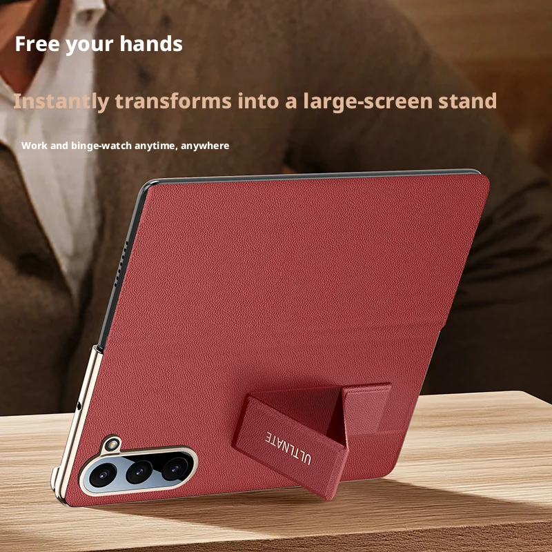 For Samsung Galaxy Z Fold 8 Ultra 7 6 5 4 Special Nappa Leather Case Hinge Lens Protection Hand Finger Grip Strap Holder Cover 1