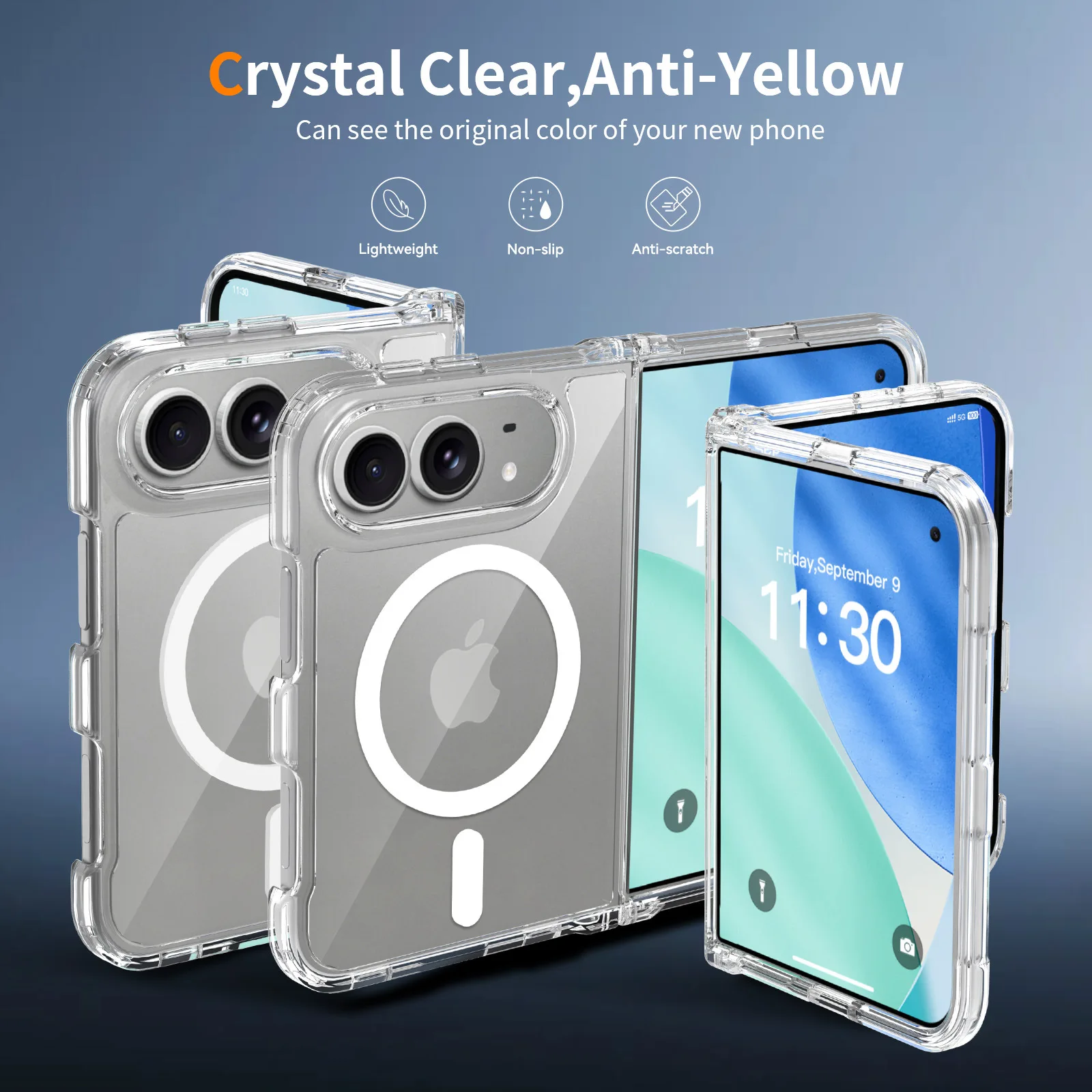 Original For Magsafe Magnetic Wireless Charging Phone Case For iPhone Duo 18 Fold Clear Protective Cover For iPhone 18 Duo 2