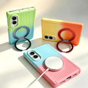 Liquid Color Gradient Corrugated Case For Samsung Z Fold 8 Fold8 Ultra Galaxy Z Fold 7 6 5 Magnetic Rotating Stand Cover 1