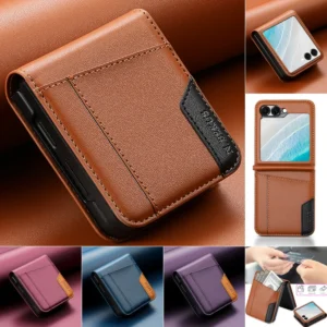 Flip Leather Phone Case For Samsung Galaxy Z Flip 8 7 FE 6 5 4 3 5G Flip7 Flip8 Wallet Card Holder Phone Bag Book Cover Etui 1