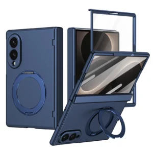 With Front Glass Screen Film Hinge Protection Case For Samsung Z Fold 8 Ultra 5 6 7 8 360° Rotating Magnetic Alloy Stand Cover 1