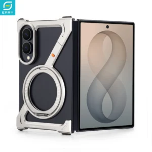 Eary Frameless Bumper Case for Samsung Galaxy Z Fold 8 Metal with 360°Rotating Magnetic Stand Shock Grade Protective Phone Cover 1
