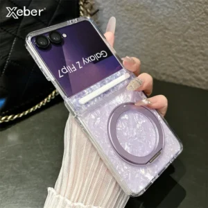 Dreamy Pattern Magnetic Rotating Bracket Case For Samsung Galaxy Z Flip 7 FE 6 5 Wireless Charge Ultra Thin Hard PC Bumper Cover 1