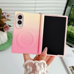 Magnetic for MagSafe PU Leather Case for Samsung Galaxy Z Fold 8 Shockproof Hinge Protective Slim Skin Fell Gradient Color Cover 1