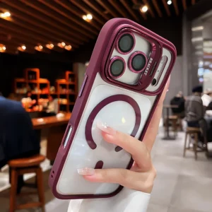 Luxury Clear Shockproof For Magsafe Bracket Case For iPhone 17 18 PM 16 E 15 Plus 14 13 12 Pro Max 17e 16e Wireless Charge Cover 1