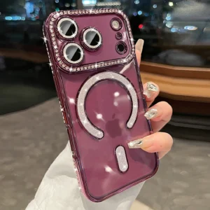 Luxury Soft Magnetic Wireless Charging for Magsafe Case For iPhone 18 17 16 15 14 13 12 Pro Max 16 Plus 18 Bling Diamond Cover 1