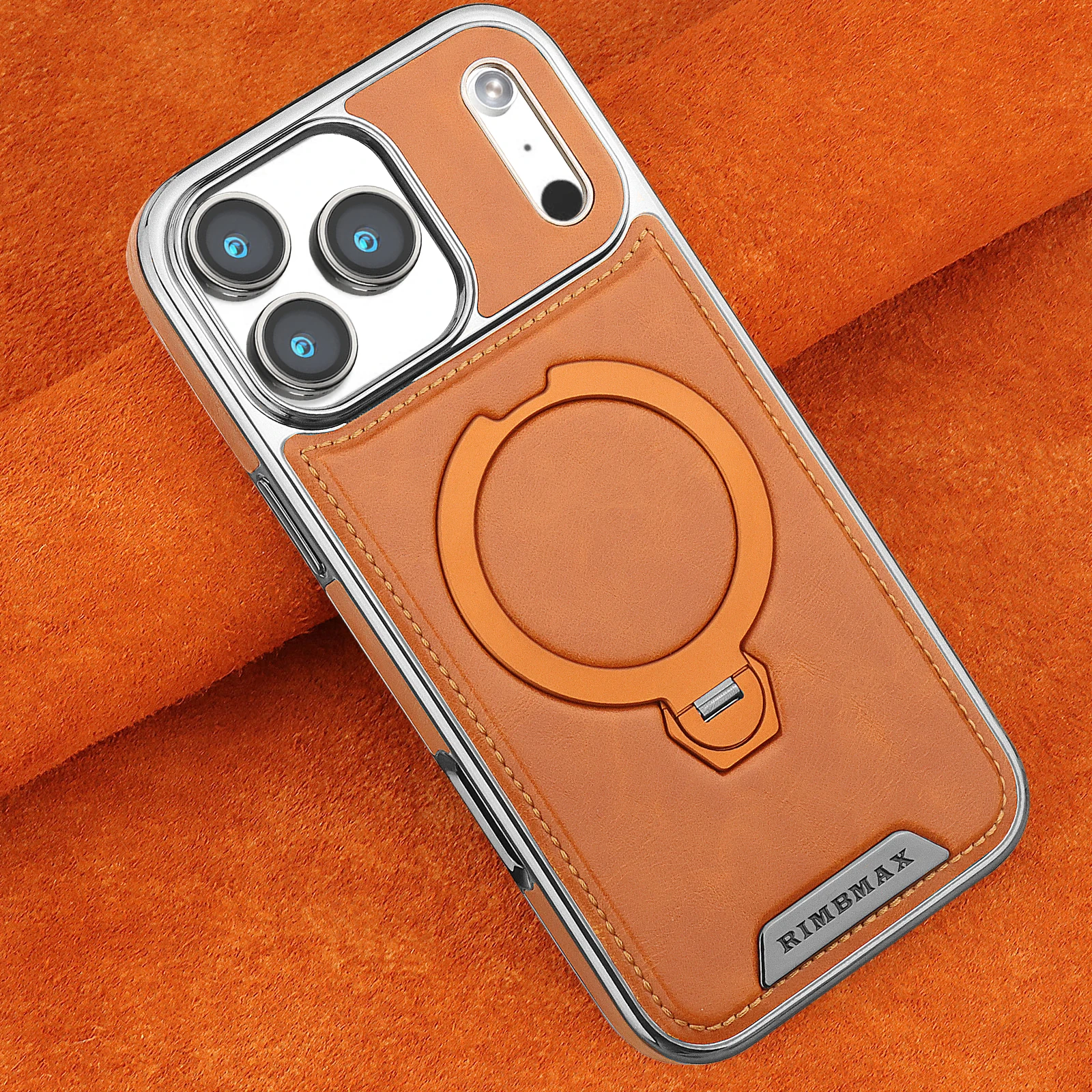 Magnetic Rotat Bracket Luxury Leather Phone Case For iPhone 12 13 14 15 16 17 18 Pro Max Plus Wireless Charging Shockproof Cover 1