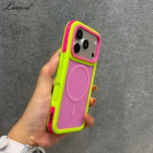for Magsafe Matte Candy Color Contrast Case for iPhone 18 17 Pro Max 16 18Pro Magnetic 2 in 1 Frosted Shockproof Luxury Cover 1