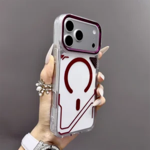 Luxury Transparent for Magsafe Magnetic Case for IPhone 18 Pro Max 17 Pro 16 15 14 13 Metal Camera Frame Clear Shockproof Cover 1