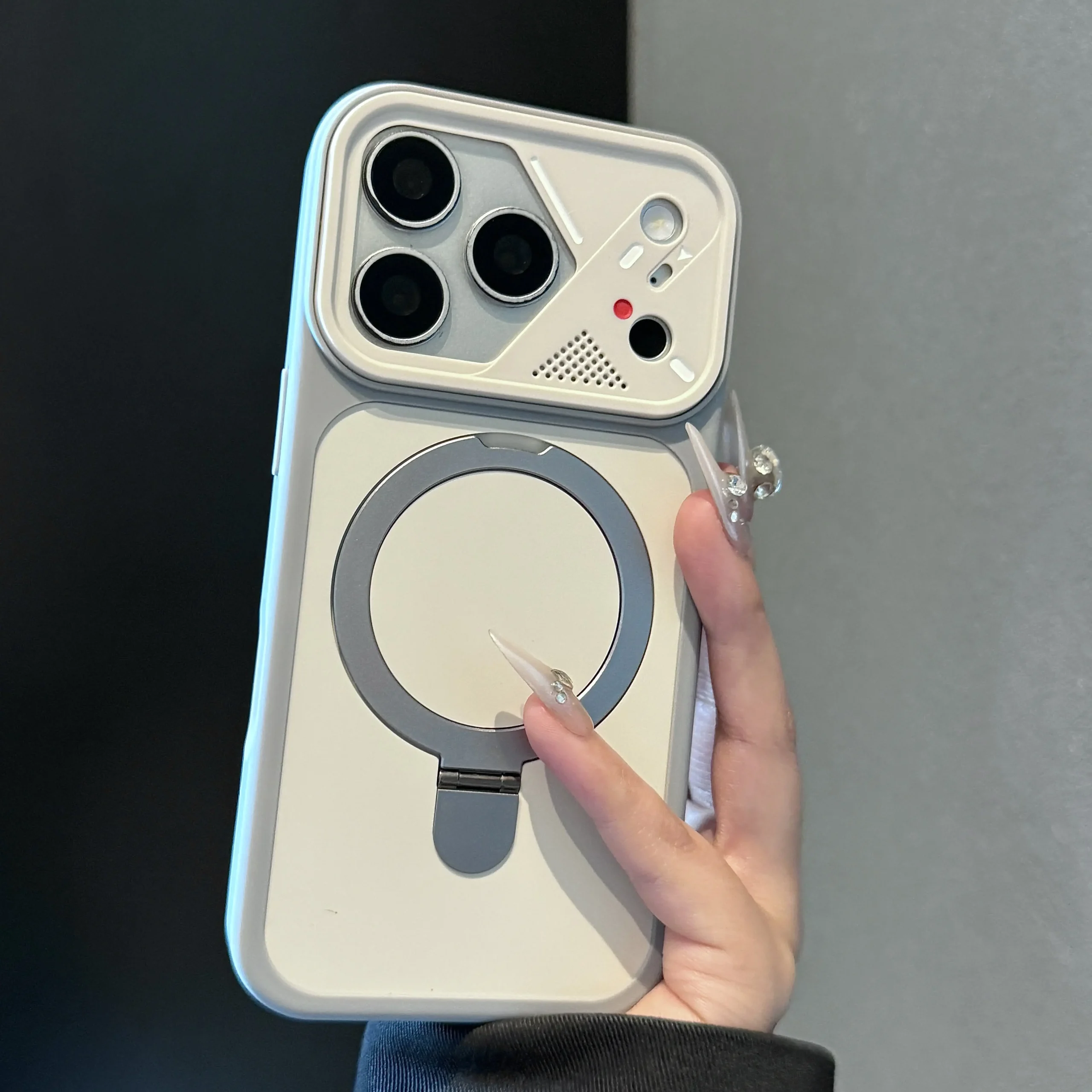 Luxury Shockproof Bumper Matte Kickstand Holder Case for iPhone 18 17 16 14 15 13 12 11 Pro Max For Magsafe Magnetic Armor Cover 1